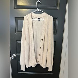 GAP oatmeal cable-knit cardigan size L